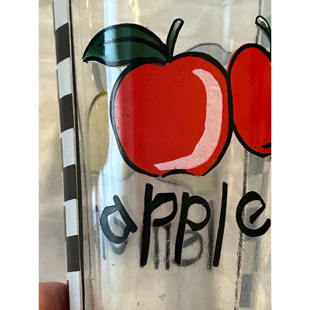 (6) Apples & Lemons Checkerboard 14 Ounce Glass Tumblers - 70s
